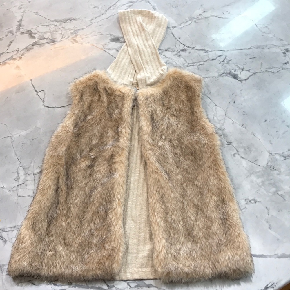 Beautees Faux Fur Hooded Vest